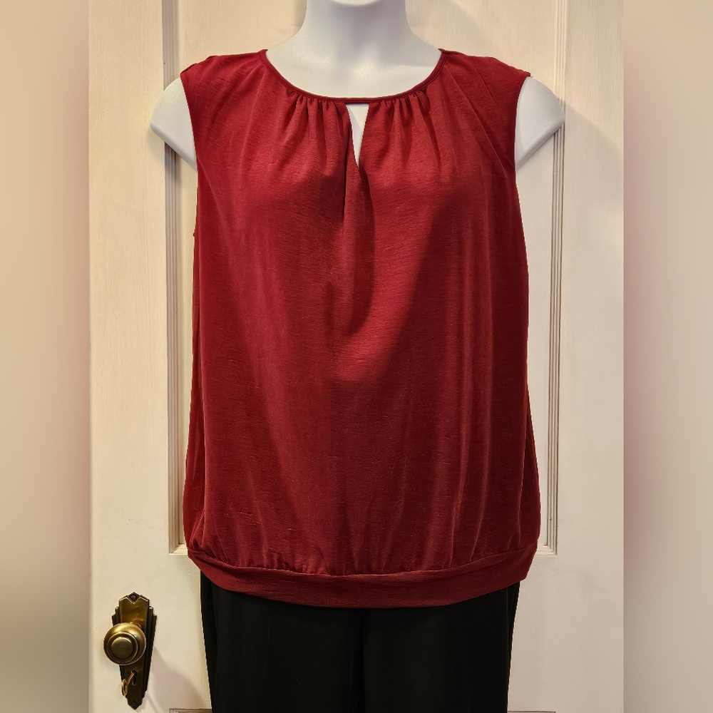 Worthington Burgundy/Plum Sleeveless Keyhole Women's Top - Size Large